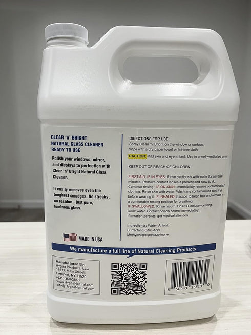 Clear 'n' Bright Glass Cleaner Spray, Streak-Free & Ammonia-Free Window Cleaning Supplies, Safe & Fast