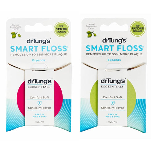 DrTung's Smart Floss, Natural & PFAS Free, Gentle on Gums, Cardamom Flavor, Pack of 2