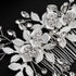 Sliver Flower Hair Comb with 2 Clear Crystal Hair Pins and Sticks, Wedding & Bridal Hair Accessories for Bridesmaids.
