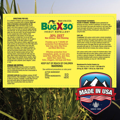 CoreTex Bug X 30 Mosquito, Tick, & Insect Repellent Spray with 30% DEET, 2oz Bottle