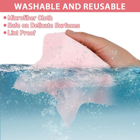 Molain 10 6 7 inch Pieces Microfiber Glasses Cleaning Cloths, Reusable Soft Lens Cleaning Cloth Pink Eyeglasses Cleaner
