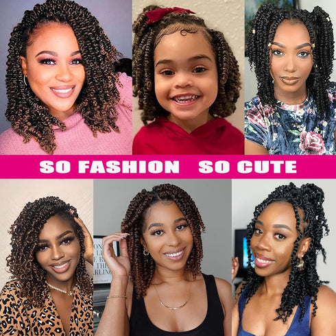 Ombre Brown Passion Twist Hair, 10 Inch 6 Packs Pre Looped Crochet Hair for Black Women and Girls