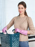 LANON Large 3 Pairs Mauve Mist Skin-Friendly Dishwashing Kitchen Gloves, Reusable with Cotton Flocked Liner, Non-Slip