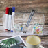 QPEY Acrylic Pen Holder Organizer with 4 Compartments, Clear Makeup Brush Holder for Office Desk Accessories