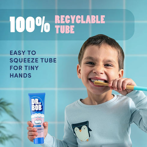 Dr. Bob Unflavored Anticavity Fluoride Toothpaste for Kids, Dentist-Recommended Gel with Xylitol, 4 oz., 1-Pack