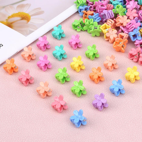 YISSION 200Pcs Mini Flower Hair Clips for Girls - Cute Flower Claw Clips, Toddler Baby Kids Hair Accessories, Random