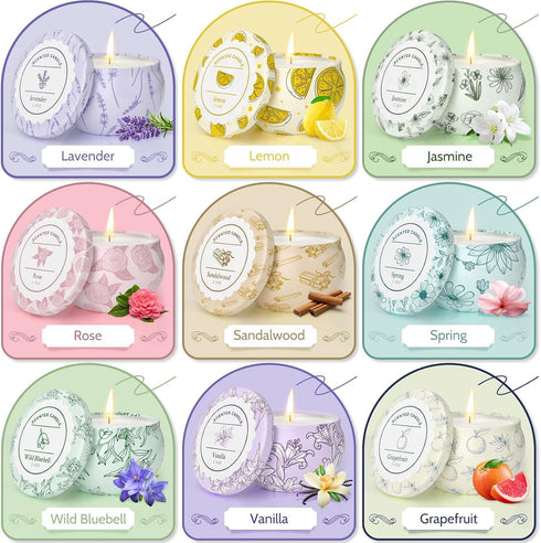 WarmEmbrace Set 9, Set Scented Candles, Candle of Long-Lasting Candles for Women, Candle Present for Birthday