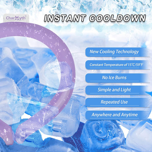 Neck Cooling Tube Reusable Ice Cooler Ring, Instant Cooling Below 15°C for Summer Outdoor & Indoor Use (Purple)