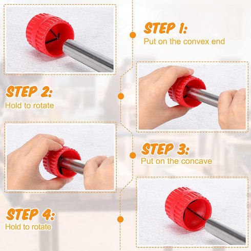 4 Pieces Copper Pipe Cleaner and Reamer Set, 4 In 1 Pipe Deburring Brush for PVC PPR Copper