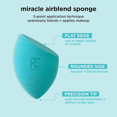 Real Techniques Miracle Airblend Sponge, Matte Makeup Blending Sponge for Liquid, Cream, & Powder Products