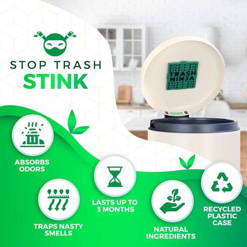 Trash Ninja Trash Can Deodorizer, 2 Pack, Odor Eliminator for Indoor Trash Cans Up to 10 Gallons