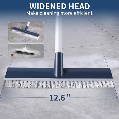 BOOMJOY Floor Scrub Brush with 57" Long Handle, 12" Wide Brush Head, 2 in 1 Scrape and Brush, Stiff Bristle for Cleaning Bathroom, Patio, Kitchen, Tile, Wall and Deck by BOOMJOY