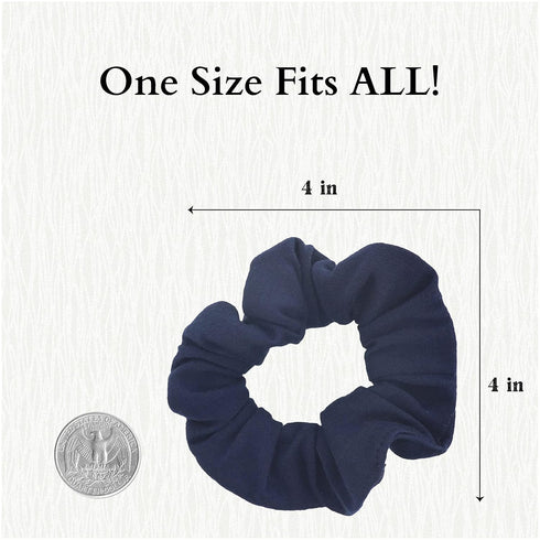 Solid Hair Ties Scrunchies - 12 Pack (Navy)