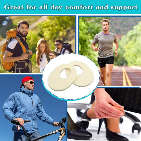 72 Pieces Felt Callus Cushions, Oval Adhesive Pads for Foot Pain Relief, Soft Breathable Corn Cushions for Men and Women