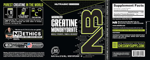 NutraBio Pure Creatine Monohydrate Powder Supplement - Unflavored (300 g) for Muscle Energy