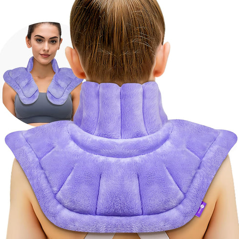Microwave Heating Pad for Neck, Shoulders, and Back Pain Relief - Moist Heat, Weighted Microwavable Neck Wrap, Purple