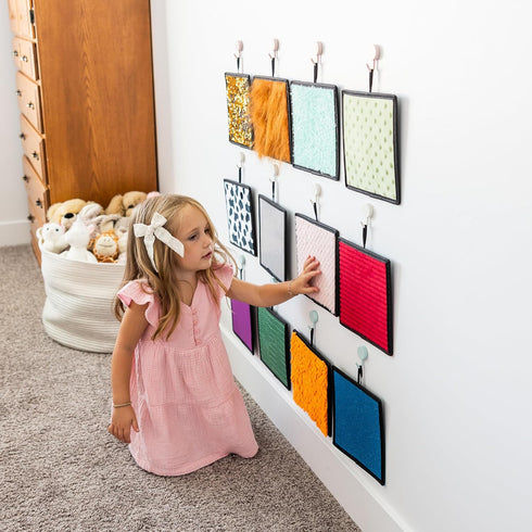 Textured Sensory Mats for Special Needs Kids, 8" Colorful Fidgeting Tactile Toys for Learning & Play, 12 Pack with Hooks