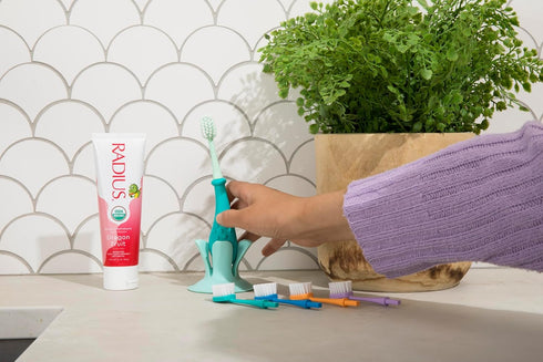 RADIUS USDA Organic Kids Toothpaste 3oz Non Toxic Gluten-Free for Children's Gum Health - Dragon Fruit - Pack of 3