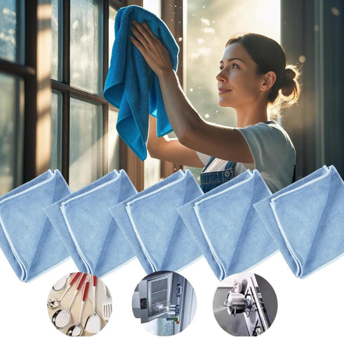 Set 14 5 Sponge and Microfiber Cloth Heavy Duty Scrub Sponges + Cleaning Cloths Multi-Purpose Kitchen and Household Use