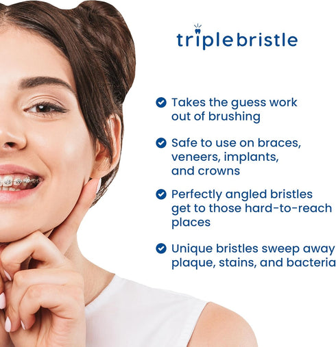 Triple Bristle Kids Sonic Toothbrush | 2 Pack Replacement Head Refill | Dentist Created & Approved for Safe Brushing