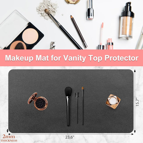 Makeup Mat for Vanity - Waterproof | Oil-Proof | Dust-Resistant | Soft and Comfortable Desk Protection, Ideal for Makeup Tables and Workbenches (15.7"X23.6", Black)