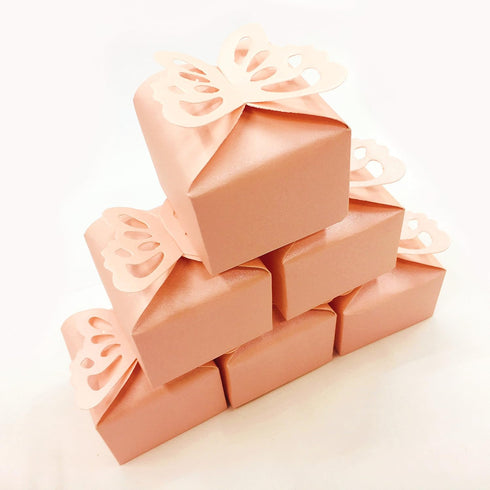 Pink Butterfly Candy Treat Boxes Set, Wedding Party Favors, Small Gift Box Bulk Supplies 2x2x2 inch, 50pc
