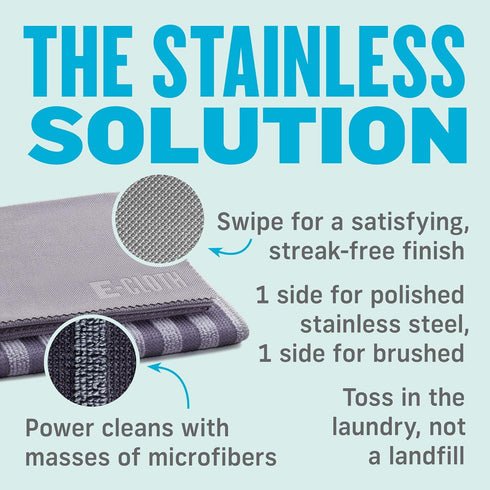 E-Cloth Stainless Steel Cleaning Kit for Home Appliances, Washable and Reusable, 100 Wash Promise