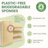 Pack 4 Natural Kitchen Sponges Eco-Friendly, Compostable Dish Sponges Loofah & Cellulose Scrubbers Plastic-Free