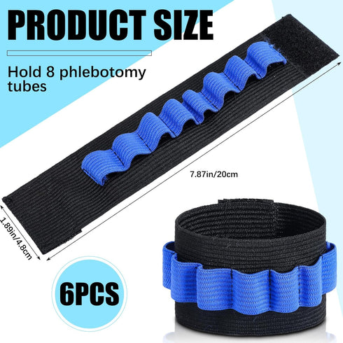6 Pack Phlebotomy Tube Holder Wristband Blood Draw Tube Bracelet Strap Blood Draw Kit Phlebotomy Caddy Hold 8 Phlebotomy Tubes
