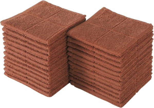Glynniss Highly Absorbent Kitchen Dish Cloths, 100% Cotton Wash Rags for Washing Dishes (Rust, 24 Count)