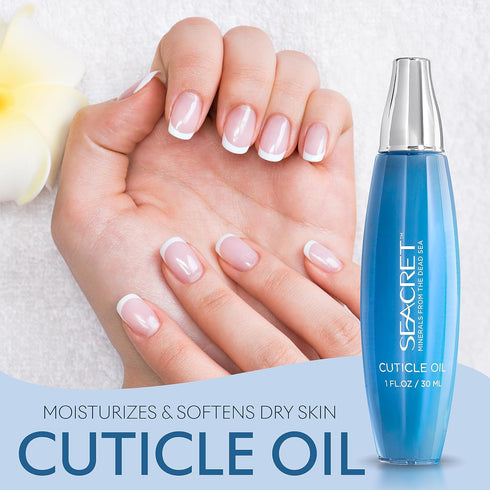 SEACRET CUTICLE OIL: Dead Sea Mineral Nail Care Treatment with Calendula, Argan, Jojoba, & Vitamin E (30ml)