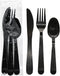 Party Essentials Individually Wrapped Black Plastic Cutlery Pack, Heavy Duty Silverware Kits, 50 Sets of Forks, Spoons,