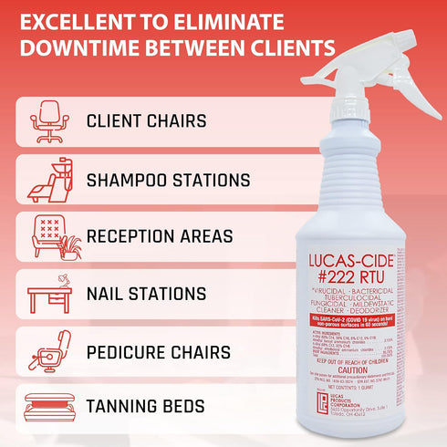 #222 RTU Hospital-Grade Salon and Spa 60 Second Disinfectant - 32 Oz (Quart)