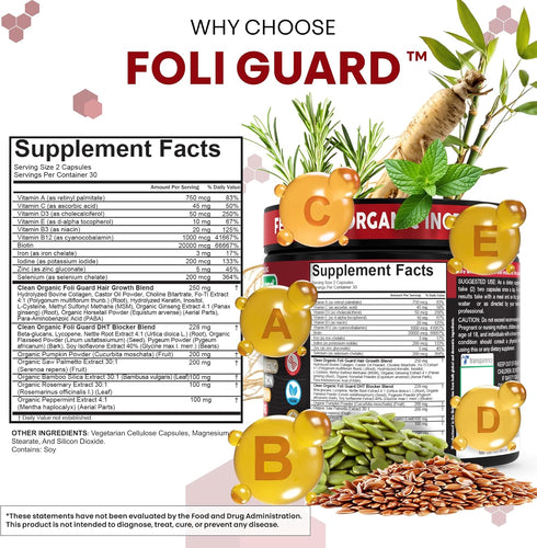 Horsetail D3 B12 Hair Growth Supplement For Men | Biotin Hair Vitamins Collagen Pumpkin Seed Saw Palmetto Iron Ginseng