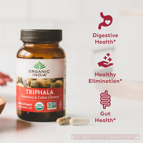 ORGANIC INDIA Triphala Herbal Supplement - Digestion & Immune Support, Vegan, 180 Capsules