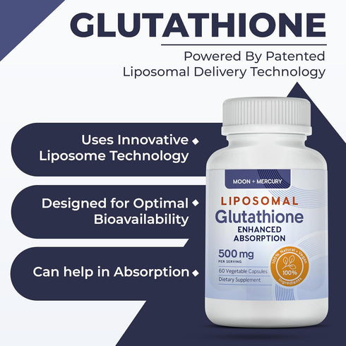 Liposomal Glutathione Capsules - Reduced Glutathione Supplement, 60 Glutathione Capsules for Antioxidant Support