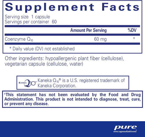 Pure Encapsulations CoQ10 60 mg | Coenzyme Q10 Supplement for Energy, Antioxidants, and Cardiovascular Support | 60