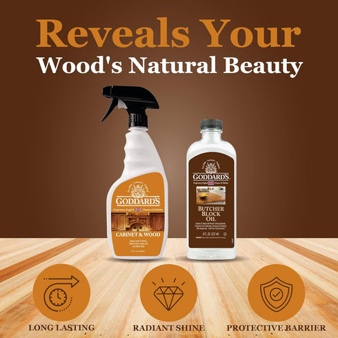 Goddard's Cabinet Makers Wax Cleaning Spray - 23 oz Wood Cleaner & Furniture Polish with Bee Wax & Lemon Oil