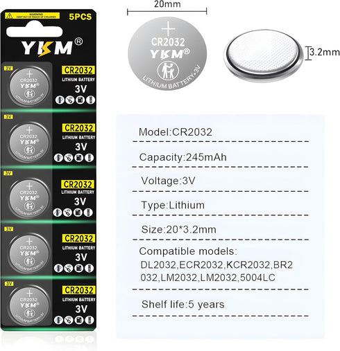 CR2032 3V Lithium Battery 2032 3 Volt Batteries for Airtag Key Fob Ring Sensor Watch Button Coin Battery (10 Pack)