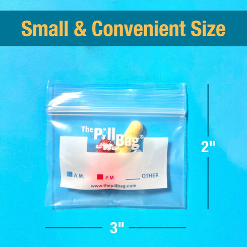 The Pill Bag Gummies 100 Count | Medicine Pill Organizer with Labels for AM/PM | Resealable Disposable Pill Pouches