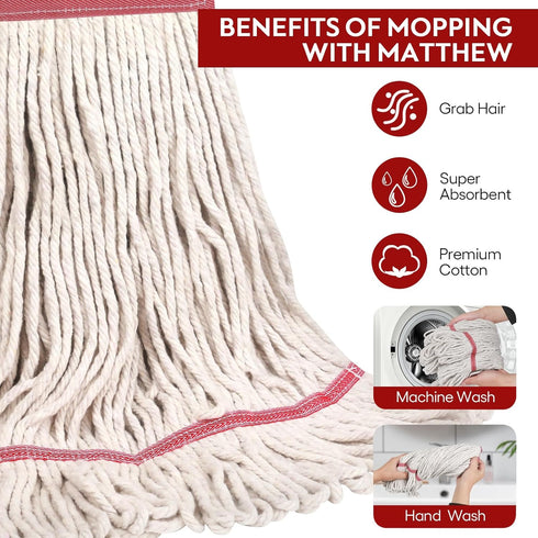 MATTHEW CLEANING Heavy Duty Mop Head Replacement for General and Floor Cleaning, Pack of 3