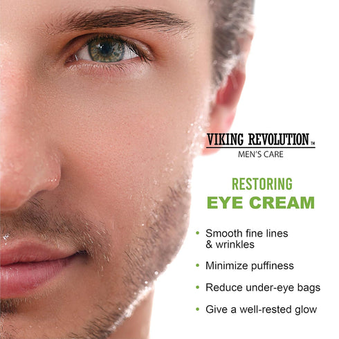 Viking Revolution Men's Eye Cream, Natural Anti-Aging Treatment, Reduces Dark Circles & Puffiness, 6ml