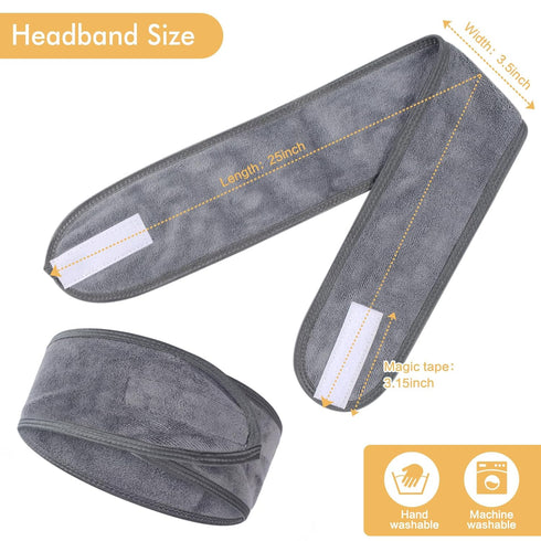 SINLAND Spa Headband for Women - 3 Counts Ultra Soft Adjustable Makeup Hair Band for Face Washing, Bath, Shower