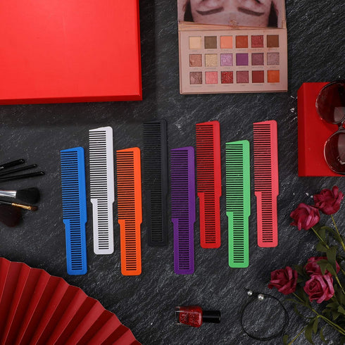 Patelai 10 Pieces Hair Cutting Comb, Fine Tooth Styling Barber Comb for Home Salon (Eye-catching Colors)
