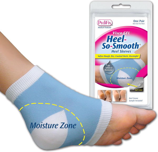 PediFix Visco-GEL Heel Sleeves – Moisturizing Gel Socks for Dry, Cracked Heels & Calluses, 1 Pair