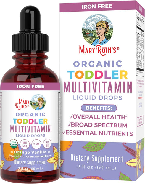 MaryRuth Organics Kids Multivitamin Liquid Drops for Toddlers Ages 1-3 | USDA Organic | Immune Support | 2 Fl Oz