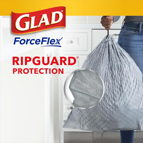 Glad Trash Bags, ForceFlex Tall Kitchen Drawstring Garbage Bags, 40 Ct Fresh Clean, 13 Gal (Package May Vary)