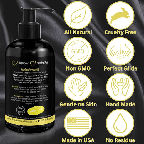 Set 2 Passion Massage Oil for Date Night | of Massaging Oils Lemon Crme & Tropical Paradise | All Natural with Almond