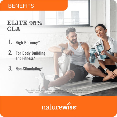 NatureWise CLA 1300 - 95% Active Conjugated Linoleic Acid, Non-GMO, Gluten Free - 90 Softgels