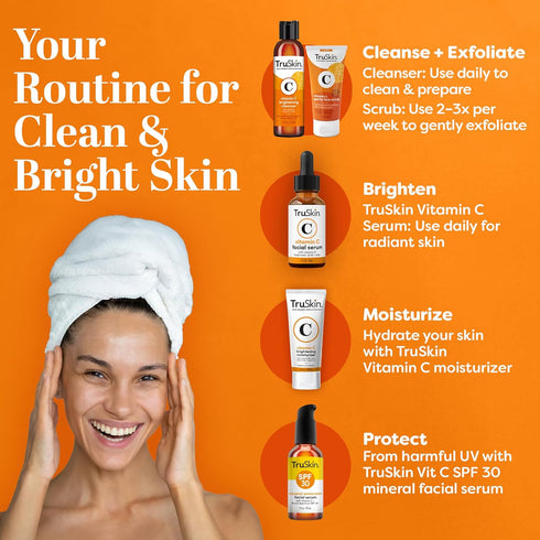 TruSkin Vitamin C Cleanser for Face - Brightening Wash with Vitamins C & E, 4 fl oz